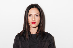 close up portrait of a young casual woman